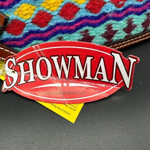 Showman Nylon Bronc Halter Aztec Western Brown Leather Teal Pink Purple Stripes - Picture 5 of 9